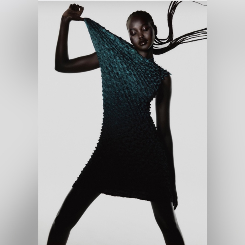 Zara wrinkle relief dress teal size M